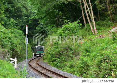鉄道、ローカル線の線路、那須烏山、栃木県 91588998
