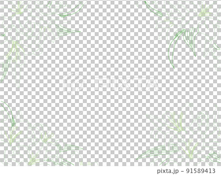 百合のフレーム④(四隅,線画,カラー) 91589413