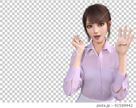 4のポーズをとる若い女性OL 4のポーズをとる若い女性OL 91589442
