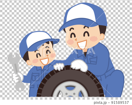 一個孩子體驗汽車修理工的工作 91589537