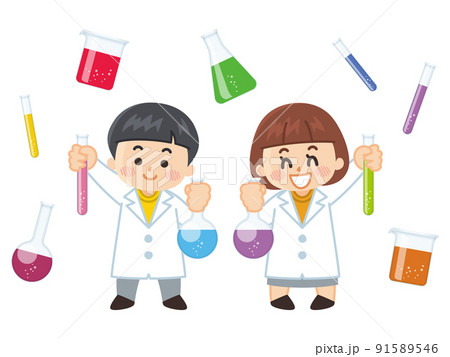 白衣を着た子供　博士　化学者　科学者 91589546