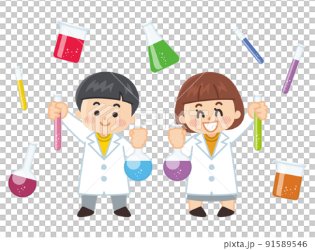 白衣を着た子供　博士　化学者　科学者 91589546
