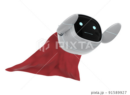 Superhero small robot with red cloak 91589927