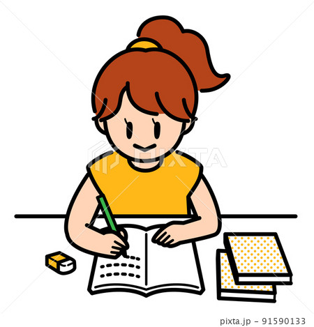 デスクで勉強をする女の子 デスクで勉強をする女の子 91590133