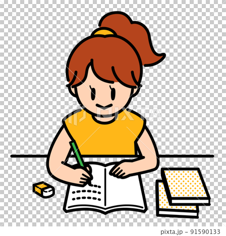 デスクで勉強をする女の子 デスクで勉強をする女の子 91590133