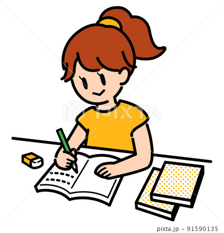 デスクで勉強をする女の子 デスクで勉強をする女の子 91590135