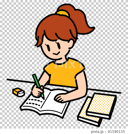 デスクで勉強をする女の子 デスクで勉強をする女の子 91590135