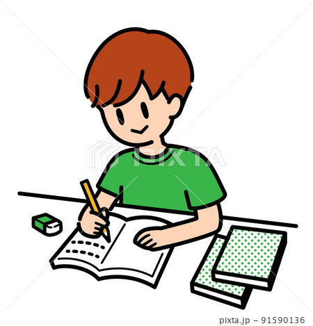 デスクで勉強をする男の子 デスクで勉強をする男の子 91590136