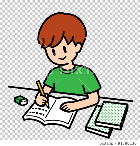 デスクで勉強をする男の子 デスクで勉強をする男の子 91590136
