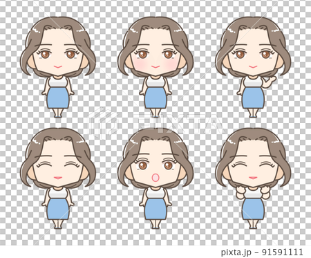 Pretty office casual woman: illustration set 91591111