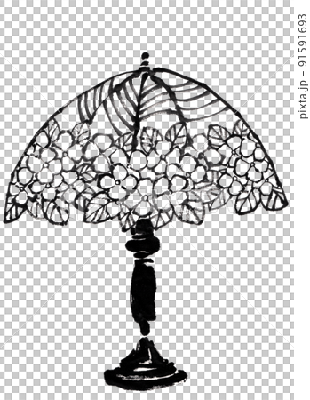 水墨画技法で描いたステンドランプ枠のみ 91591693