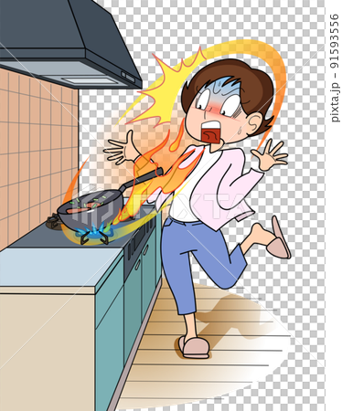 着衣着火-ひらひらした服に火が燃え移る 91593556