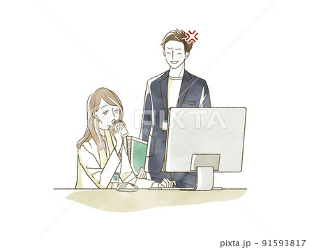 女性社員にイラついている男性社員 91593817