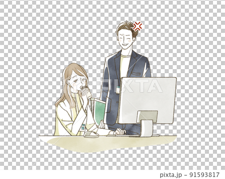 女性社員にイラついている男性社員 91593817