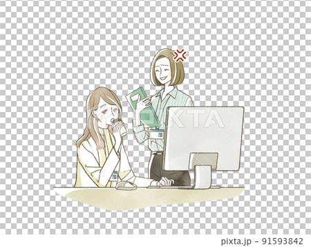 Female employees who are frustrated by women who do not work Female employees who are frustrated by women who do not work 91593842