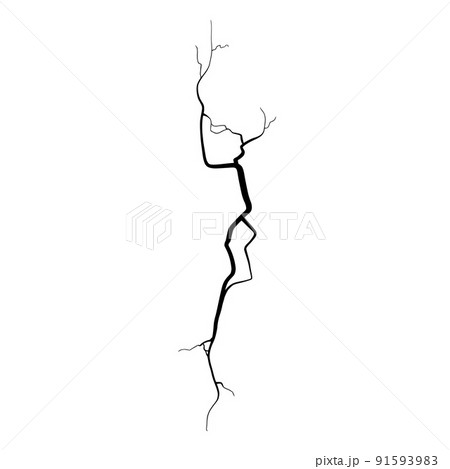 Crack on concrete or ground due to aging or drought. Fissure isolated in white background. Vector illustration Crack on concrete or ground due to aging or drought. Fissure isolated in white background. Vector illustration 91593983