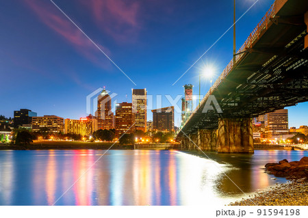Portland city downtown skyline  cityscape of Oregon, in USA 91594198