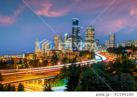 Seattle city downtown skyline cityscape of Washington state 91594200