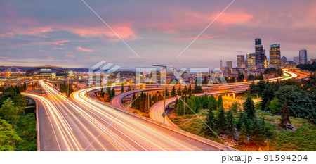 Seattle city downtown skyline cityscape of Washington state Seattle city downtown skyline cityscape of Washington state 91594204