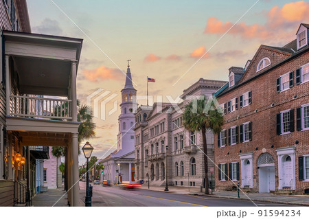 Historical downtown area of Charleston, South Carolina cityscape in USA Historical downtown area of Charleston, South Carolina cityscape in USA 91594234