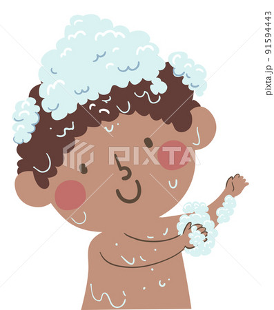Kid Boy Black Bath Arm Scrub Illustration 91594443