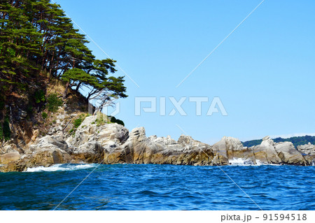 三陸復興国立公園　岩手県　宮古市　みやこ浄土ヶ浜　御台場の先端　穴崎　 91594518