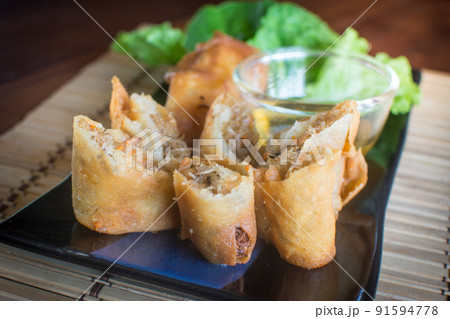 Food fried spring rolls ,Chinese Traditional food Food fried spring rolls ,Chinese Traditional food 91594778