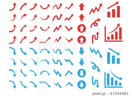 上昇系&下降系の矢印セット 91594981
