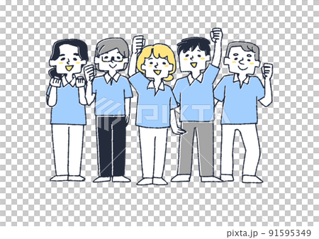 笑顔でファイティングポーズをする介護士　安心して暮らせる老齢介護 91595349