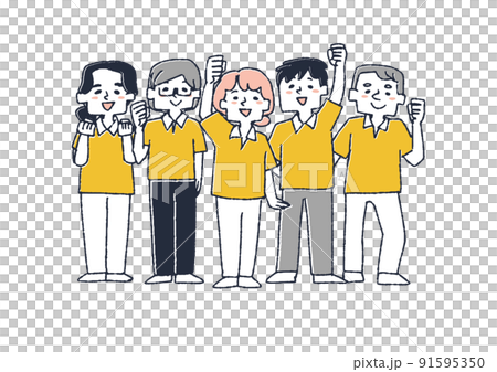 笑顔でファイティングポーズをする介護士　安心して暮らせる老齢介護 91595350