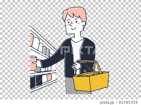 Men choosing products People shopping at supermarkets 91595359