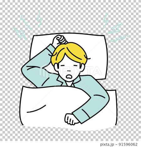 一個睡眠不好和打鼾的男人的插圖 91596062