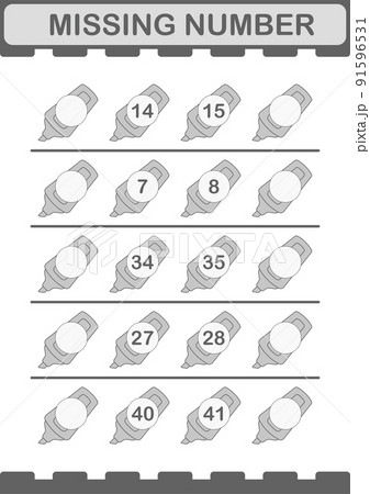 Missing number with Marker. Worksheet for kids Missing number with Marker. Worksheet for kids 91596531
