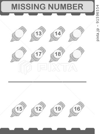 Missing number with Marker. Worksheet for kids Missing number with Marker. Worksheet for kids 91596554