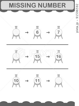 Missing number with Florence Flask. Worksheet for kids Missing number with Florence Flask. Worksheet for kids 91596592