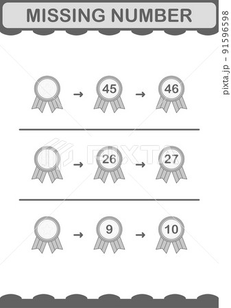 Missing number with Award Medal. Worksheet for kids Missing number with Award Medal. Worksheet for kids 91596598
