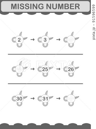 Missing number with Scissor. Worksheet for kids Missing number with Scissor. Worksheet for kids 91596599