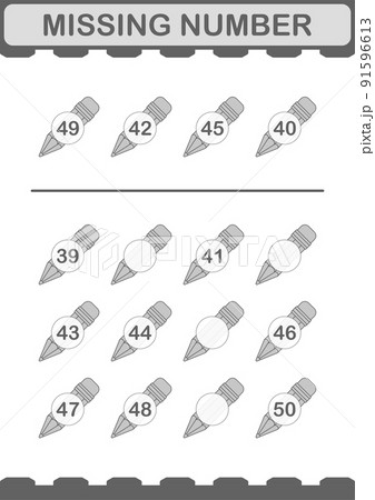 Missing number with Pencil. Worksheet for kids Missing number with Pencil. Worksheet for kids 91596613