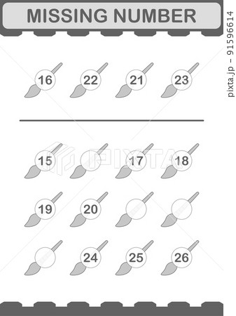 Missing number with Paintbrush. Worksheet for kids Missing number with Paintbrush. Worksheet for kids 91596614