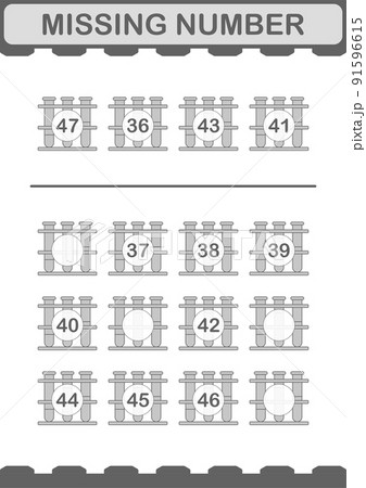 Missing number with Test Tube. Worksheet for kids Missing number with Test Tube. Worksheet for kids 91596615
