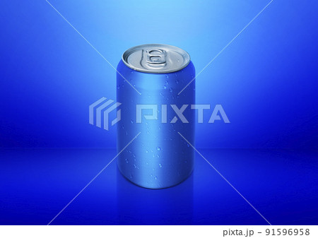 Aluminum blue soda can on blue background For design Aluminum blue soda can on blue background For design 91596958
