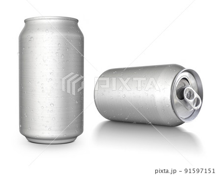 Aluminum cans on white background For design 91597151