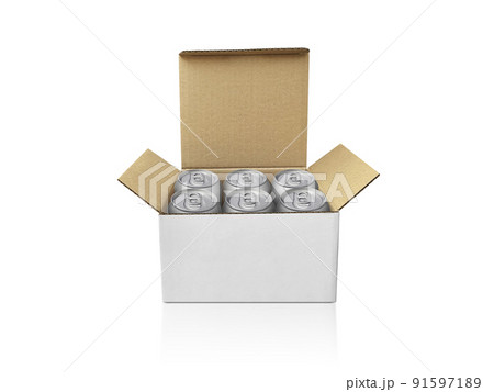 Box with cans isolated on white background 91597189