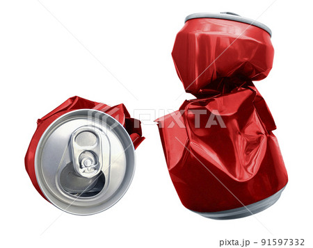 Compressed cans isolated on a white background 91597332
