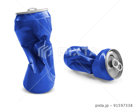 Compressed cans isolated on a white background 91597338