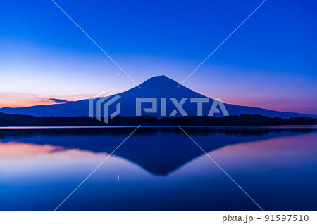（静岡県）富士山・田貫湖の夜明け　夏 91597510