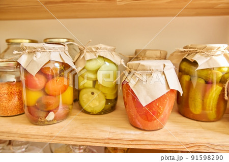 Storage of food in the kitchen in pantry Storage of food in the kitchen in pantry 91598290