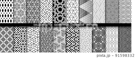 Geometric set of seamless black and white patterns. Simpless vector graphics Geometric set of seamless black and white patterns. Simpless vector graphics 91598332