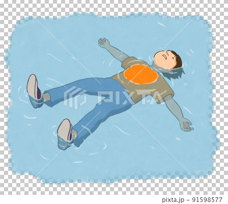 水に浮かんでいる男性 91598577