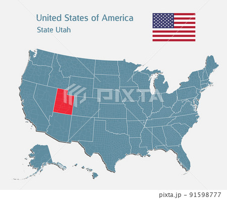 Vector map country USA and state Utah Vector map country USA and state Utah 91598777